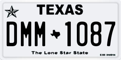 TX license plate DMM1087