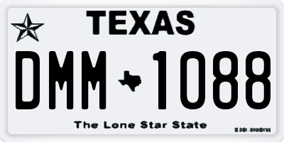 TX license plate DMM1088