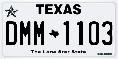 TX license plate DMM1103