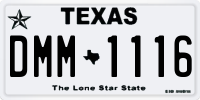 TX license plate DMM1116