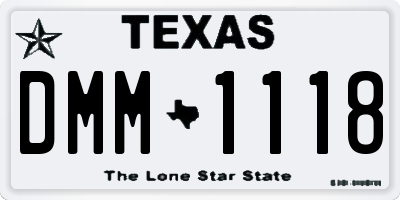 TX license plate DMM1118
