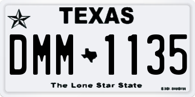 TX license plate DMM1135