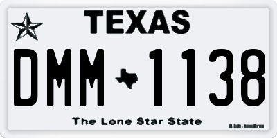 TX license plate DMM1138
