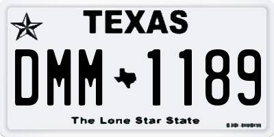 TX license plate DMM1189