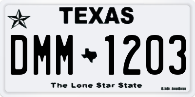 TX license plate DMM1203