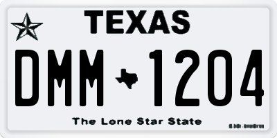 TX license plate DMM1204