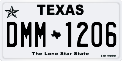 TX license plate DMM1206