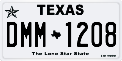 TX license plate DMM1208