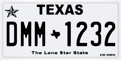 TX license plate DMM1232