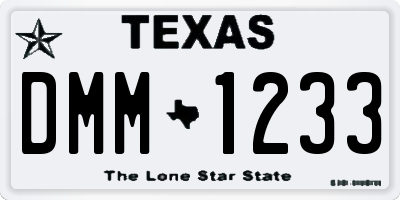 TX license plate DMM1233