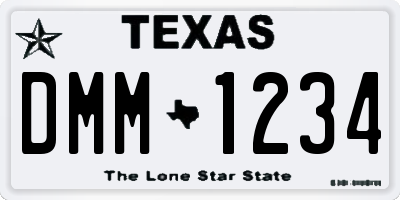 TX license plate DMM1234