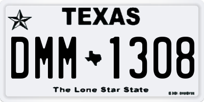 TX license plate DMM1308