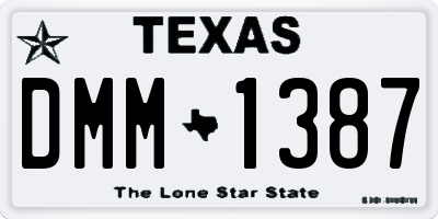 TX license plate DMM1387