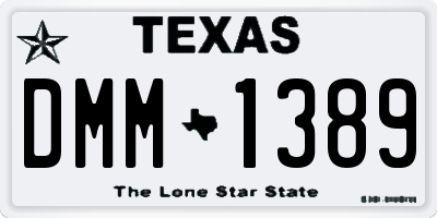 TX license plate DMM1389