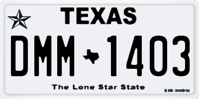 TX license plate DMM1403