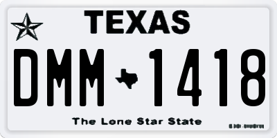 TX license plate DMM1418