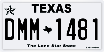 TX license plate DMM1481