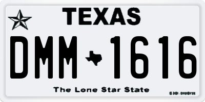 TX license plate DMM1616