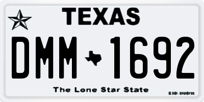 TX license plate DMM1692