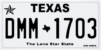 TX license plate DMM1703