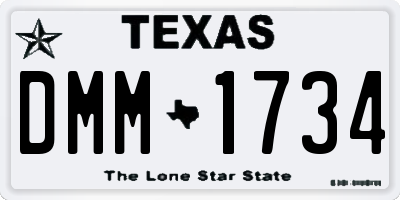 TX license plate DMM1734