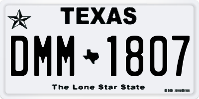 TX license plate DMM1807