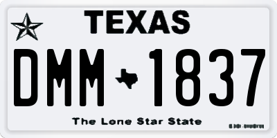 TX license plate DMM1837