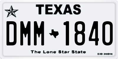 TX license plate DMM1840