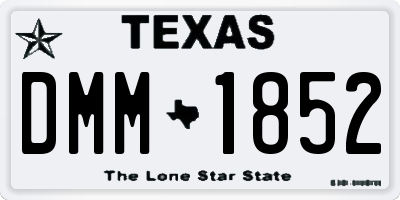 TX license plate DMM1852
