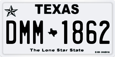 TX license plate DMM1862
