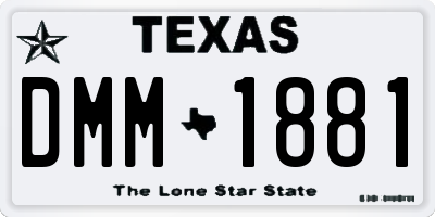 TX license plate DMM1881