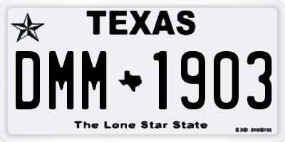 TX license plate DMM1903