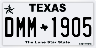 TX license plate DMM1905