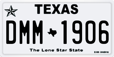 TX license plate DMM1906