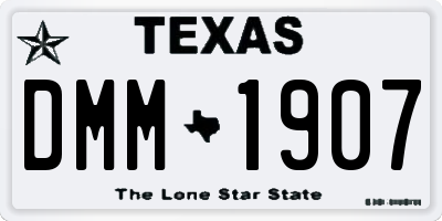 TX license plate DMM1907