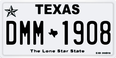 TX license plate DMM1908