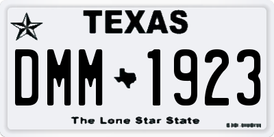 TX license plate DMM1923
