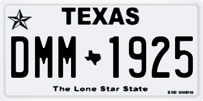 TX license plate DMM1925
