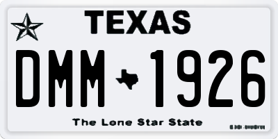 TX license plate DMM1926