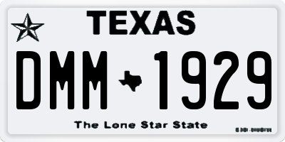 TX license plate DMM1929