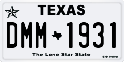 TX license plate DMM1931