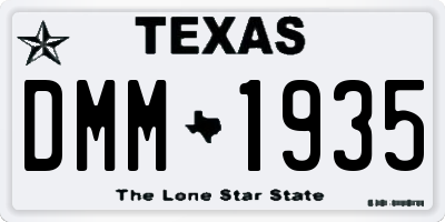 TX license plate DMM1935