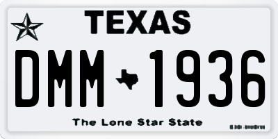 TX license plate DMM1936