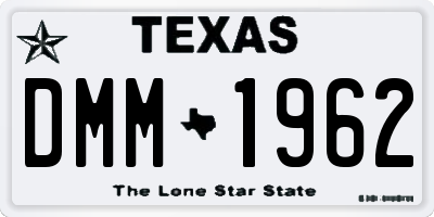 TX license plate DMM1962