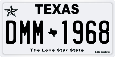 TX license plate DMM1968