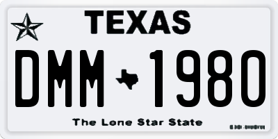 TX license plate DMM1980