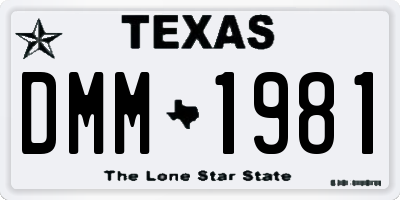 TX license plate DMM1981