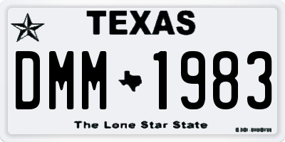 TX license plate DMM1983