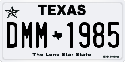 TX license plate DMM1985