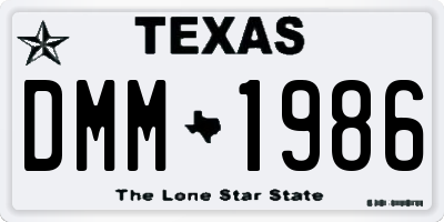 TX license plate DMM1986
